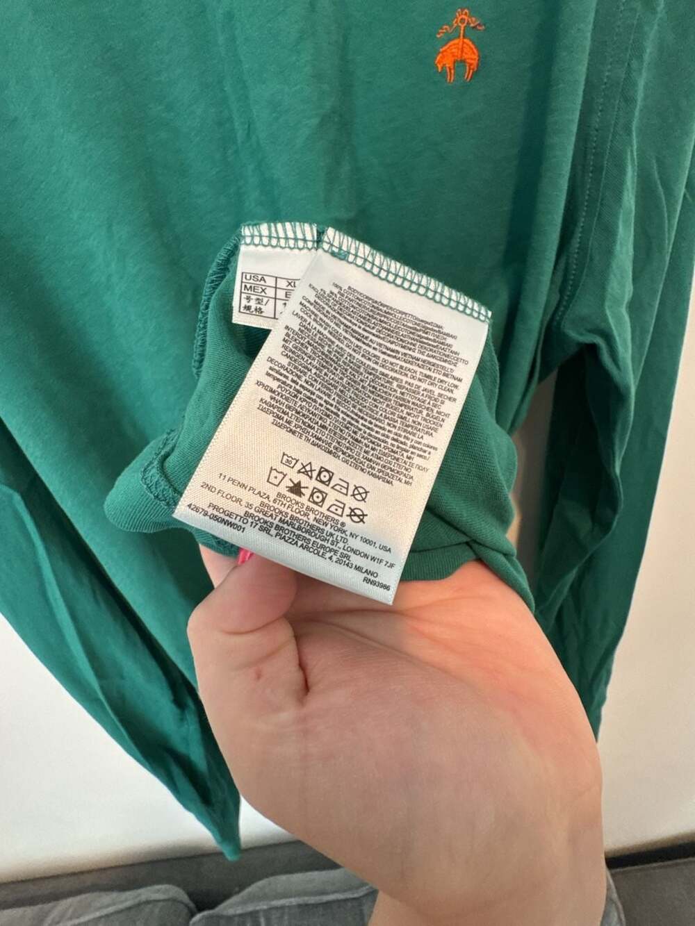 Brooks Brothers 1818 Green Long Sleeve Cotton Crewneck T-Shirt Men's XL - Picture 4 of 4